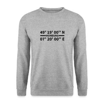 Homburg Koordinaten - Unisex Pullover - Weißgrau meliert - Vorne - Alina (178cm) & Michal (187cm)