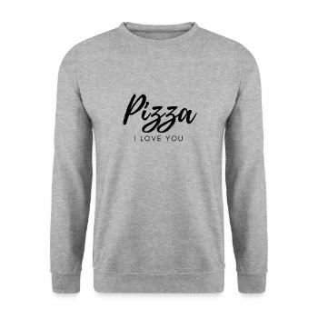 Pizza I Love You – Fun & Playful Food Quote Design - Unisex Sweatshirt - salt & pepper - Front - Alina (178cm) & Michal (187cm)
