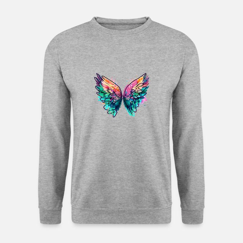 Engelsflügel,angelwings, Graffiti,bunt - Unisex Pullover - Weißgrau meliert