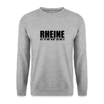 Rheine Koordinaten - Unisex Pullover - Weißgrau meliert - Vorne - Alina (178cm) & Michal (187cm)