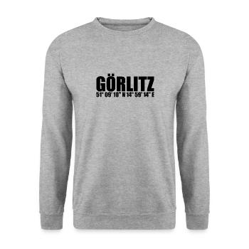 Görlitz Koordinaten - Unisex Pullover - Weißgrau meliert - Vorne - Alina (178cm) & Michal (187cm)