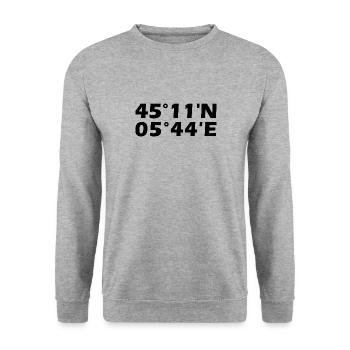 Coordonnées de Grenoble - Sweat-shirt Unisexe - gris chiné - Devant - Alina (178cm) & Michal (187cm)