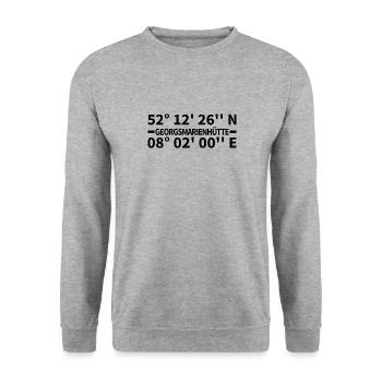 Georgsmarienhütte Koordinaten - Unisex Pullover - Weißgrau meliert - Vorne - Alina (178cm) & Michal (187cm)