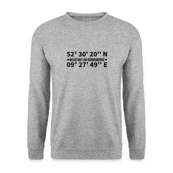 Neustadt am Rübenberge Koordinaten - Unisex Pullover - Weißgrau meliert - Vorne - Alina (178cm) & Michal (187cm)