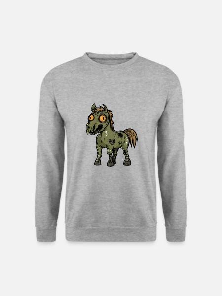 Pferd Halloween Comic Lustig - Unisex Pullover - Weißgrau meliert