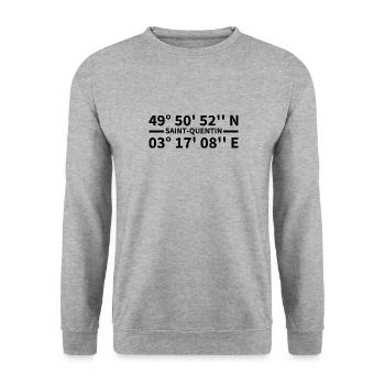 Saint-Quentin Koordinaten - Unisex Pullover - Weißgrau meliert - Vorne - Alina (178cm) & Michal (187cm)