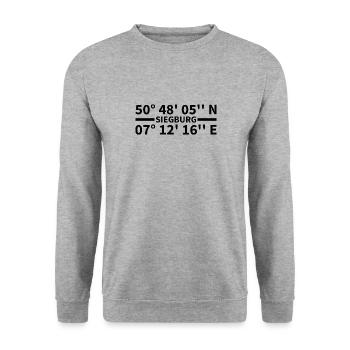 Siegburg Koordinaten - Unisex Pullover - Weißgrau meliert - Vorne - Alina (178cm) & Michal (187cm)