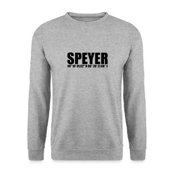 Speyer Koordinaten - Unisex Pullover - Weißgrau meliert - Vorne - Alina (178cm) & Michal (187cm)