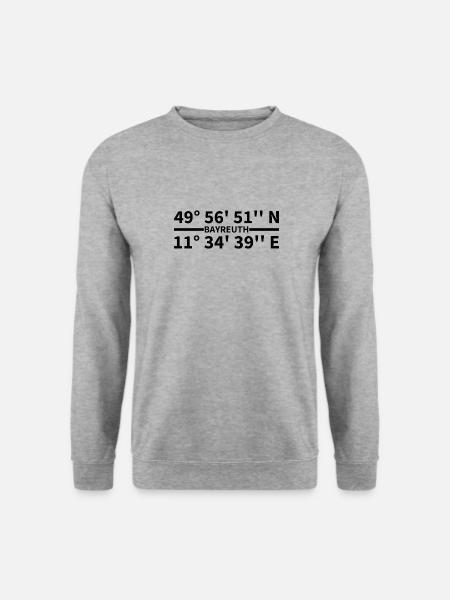 Bayreuth Koordinaten - Unisex Pullover - Weißgrau meliert
