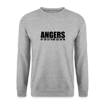 Coordonnées d’Angers - Sweat-shirt Unisexe - gris chiné - Devant - Alina (178cm) & Michal (187cm)