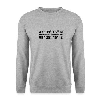Friedrichshafen Koordinaten - Unisex Pullover - Weißgrau meliert - Vorne - Alina (178cm) & Michal (187cm)