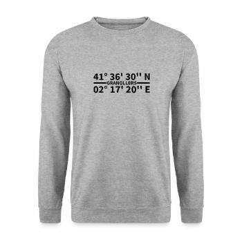 Granollers Koordinaten - Unisex Pullover - Weißgrau meliert - Vorne - Alina (178cm) & Michal (187cm)