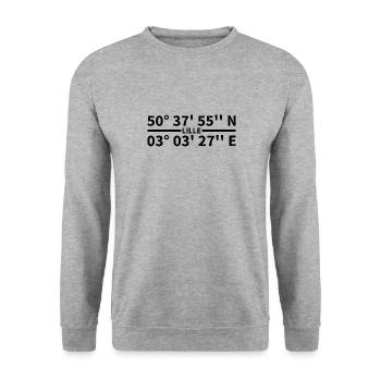 Lille Koordinaten - Unisex Pullover - Weißgrau meliert - Vorne - Alina (178cm) & Michal (187cm)