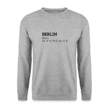 Berlin Berlin les coordonnées - Sweat-shirt Unisexe - gris chiné - Devant - Alina (178cm) & Michal (187cm)