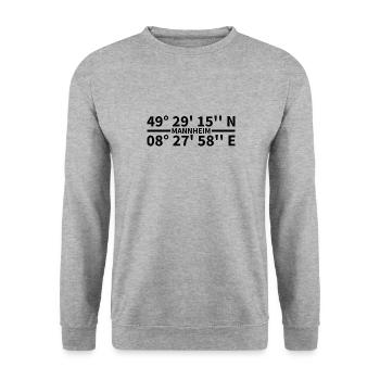 Mannheim Koordinaten - Unisex Pullover - Weißgrau meliert - Vorne - Alina (178cm) & Michal (187cm)
