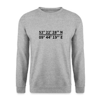 Hannover Koordinaten - Unisex Pullover - Weißgrau meliert - Vorne - Alina (178cm) & Michal (187cm)