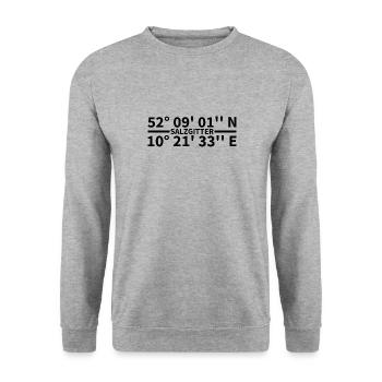 Salzgitter Koordinaten - Unisex Pullover - Weißgrau meliert - Vorne - Alina (178cm) & Michal (187cm)