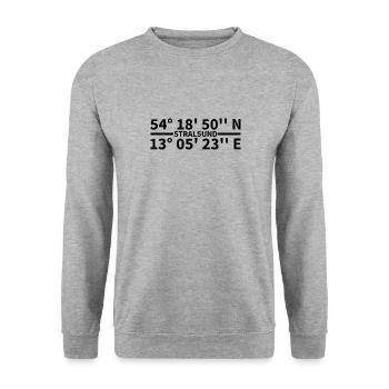 Stralsund Koordinaten - Unisex Pullover - Weißgrau meliert - Vorne - Alina (178cm) & Michal (187cm)