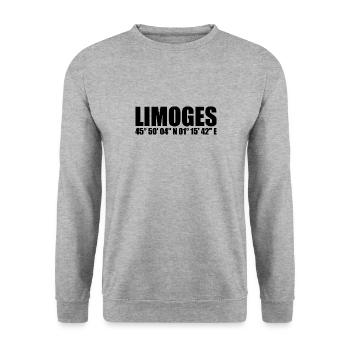 Coordonnées de Limoges - Sweat-shirt Unisexe - gris chiné - Devant - Alina (178cm) & Michal (187cm)