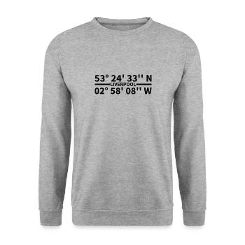 Coordonnées de Liverpool - Sweat-shirt Unisexe - gris chiné - Devant - Alina (178cm) & Michal (187cm)