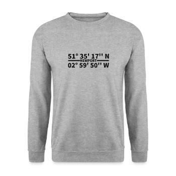 Newport Koordinaten - Unisex Pullover - Weißgrau meliert - Vorne - Alina (178cm) & Michal (187cm)