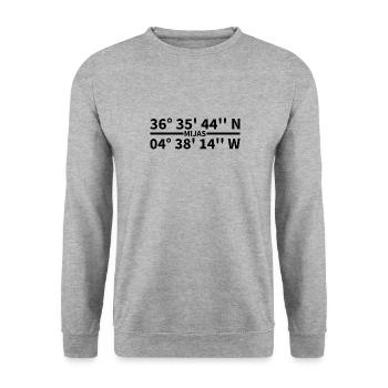 Mijas Koordinaten - Unisex Pullover - Weißgrau meliert - Vorne - Alina (178cm) & Michal (187cm)