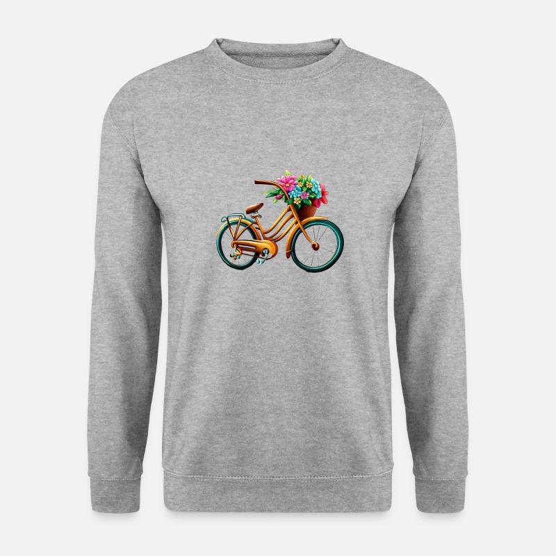 Fahrrad mit Blumen - Unisex Pullover - Weißgrau meliert