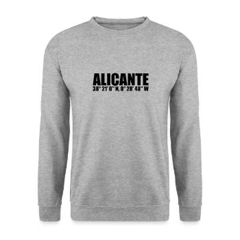 Alicante Koordinaten - Unisex Pullover - Weißgrau meliert - Vorne - Alina (178cm) & Michal (187cm)
