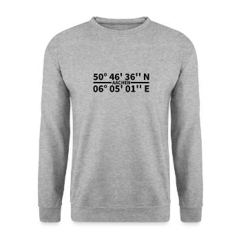 Aachen Koordinaten - Unisex Pullover - Weißgrau meliert - Vorne - Alina (178cm) & Michal (187cm)
