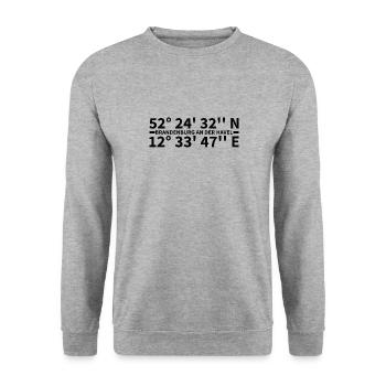 Brandenburg an der Havel Koordinaten - Unisex Pullover - Weißgrau meliert - Vorne - Alina (178cm) & Michal (187cm)
