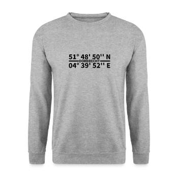 Dordrecht Koordinaten - Unisex Pullover - Weißgrau meliert - Vorne - Alina (178cm) & Michal (187cm)