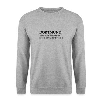 les coordonnées de Dortmund Rhénanie-du-Nord-Westphalie - Sweat-shirt Unisexe - gris chiné - Devant - Alina (178cm) & Michal (187cm)