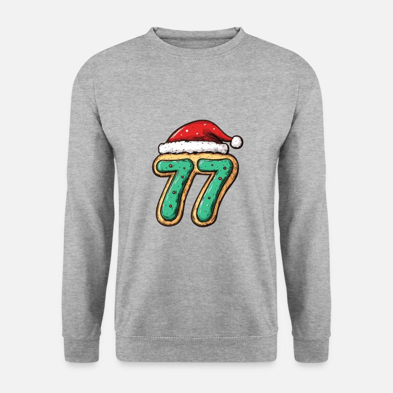 77 Zahl Weihnachten - Unisex Pullover - Weißgrau meliert