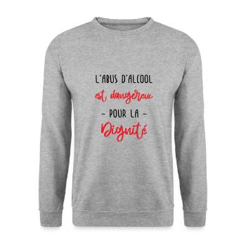 l'abus d'alcool est dangereux pour la dignité - Sweat-shirt Unisexe - gris chiné - Devant - Alina (178cm) & Michal (187cm)