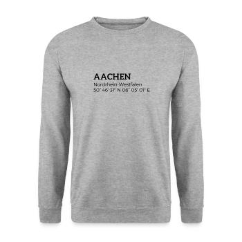 Aachen North Rhine-Westphalia coordinates - Unisex Sweatshirt - salt & pepper - Front - Alina (178cm) & Michal (187cm)