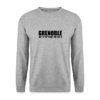 Coordonnées de Grenoble - Sweat-shirt Unisexe - gris chiné - Devant - Alina (178cm) & Michal (187cm)