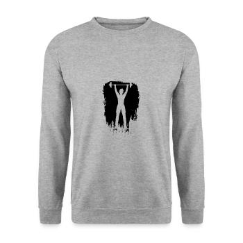 Bodybuilding Gewichtheben Fitness Workout - Unisex Pullover - Weißgrau meliert - Vorne - Alina (178cm) & Michal (187cm)