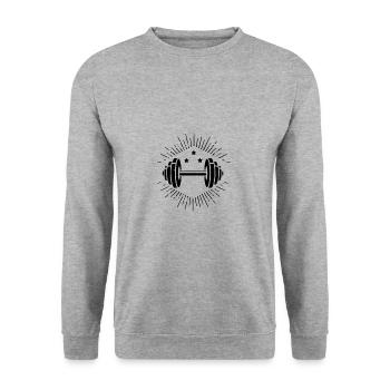 Bodybuilding - Gewichtheben Fitness Workout Gym - Unisex Pullover - Weißgrau meliert - Vorne - Alina (178cm) & Michal (187cm)
