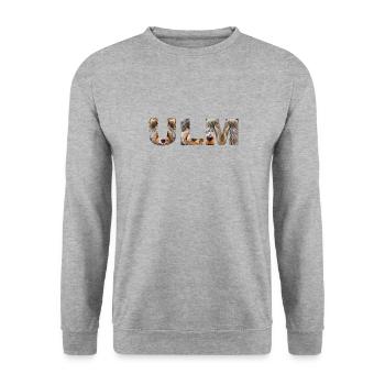 Ulm Hund - Unisex Pullover - Weißgrau meliert - Vorne - Alina (178cm) & Michal (187cm)