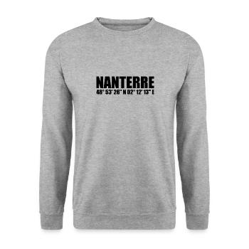 Nanterre Koordinaten - Unisex Pullover - Weißgrau meliert - Vorne - Alina (178cm) & Michal (187cm)