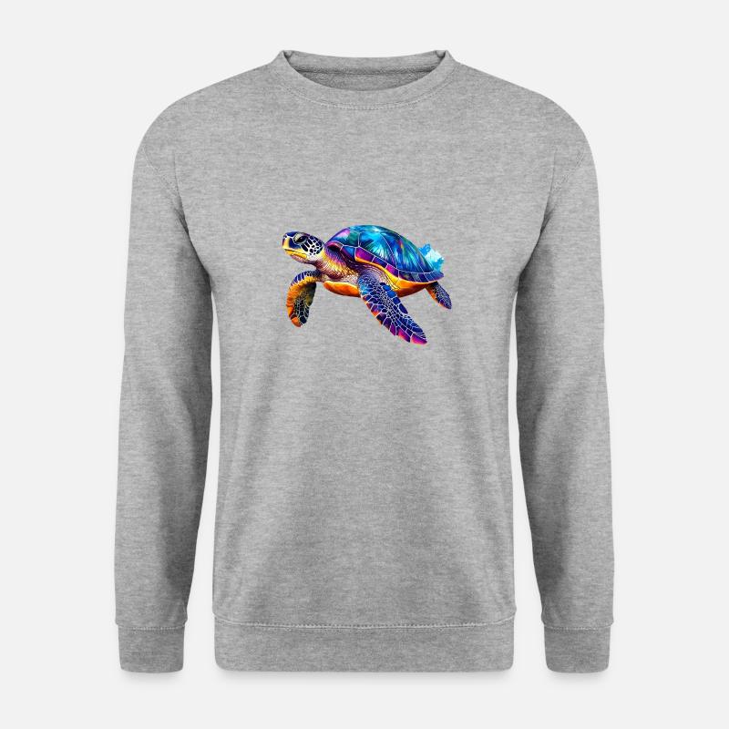 Schildkröte,Graffiti, bunt, Malerei - Unisex Pullover - Weißgrau meliert