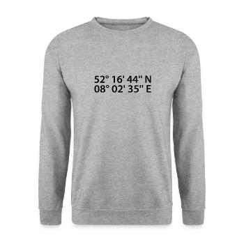 Coordonnées d’Osnabrück - Sweat-shirt Unisexe - gris chiné - Devant - Alina (178cm) & Michal (187cm)