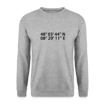 Coordonnées de Villingen-Schwenningen - Sweat-shirt Unisexe - gris chiné - Devant - Alina (178cm) & Michal (187cm)