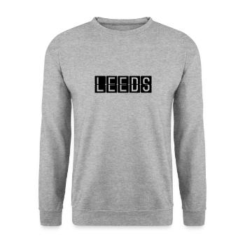 Leeds Flughafentafel - Unisex Pullover - Weißgrau meliert - Vorne - Alina (178cm) & Michal (187cm)