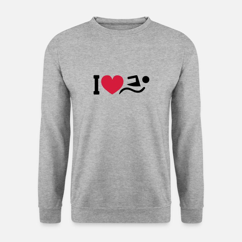Schwimmer schwimmen Wasser Geschenk - Unisex Pullover - Weißgrau meliert