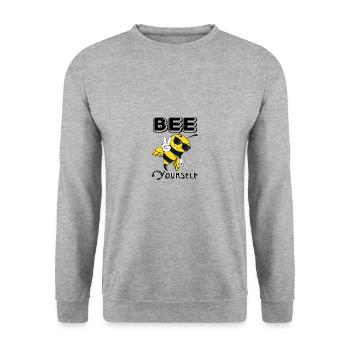 Bee Yourself Quotes Kids Honey Gift - Unisex Sweatshirt - salt & pepper - Front - Alina (178cm) & Michal (187cm)