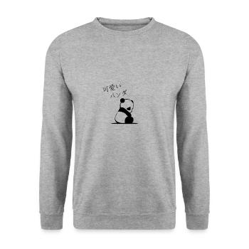 Panda Cute Kawaii Japanese Japan Manga Animal - Unisex Pullover - Weißgrau meliert - Vorne - Alina (178cm) & Michal (187cm)