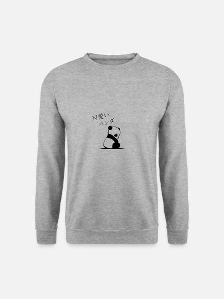 Panda Cute Kawaii Japanese Japan Manga Animal - Unisex Pullover - Weißgrau meliert