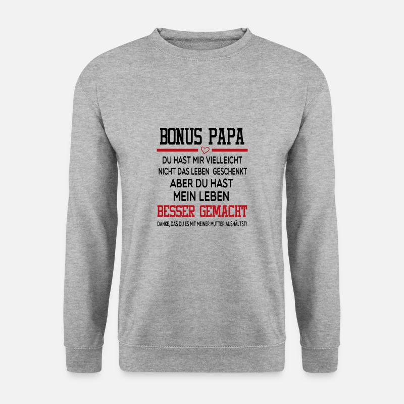 Bonus Papa Spruch Stiefvater Geschenk - Unisex Pullover - Weißgrau meliert