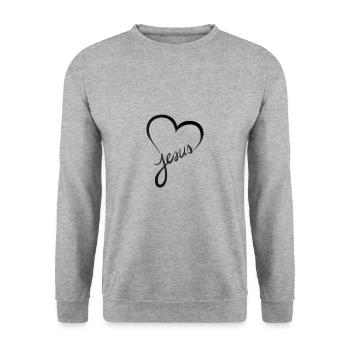 style de coeur de jésus - Sweat-shirt Unisexe - gris chiné - Devant - Alina (178cm) & Michal (187cm)